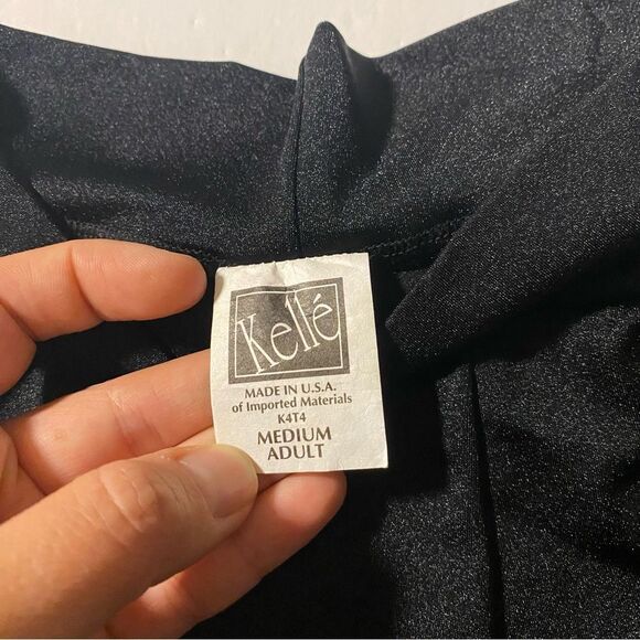 Kelle dance black feather costume 2 piece wide leg pants top 2900 3806 MA adult - Picture 6 of 10